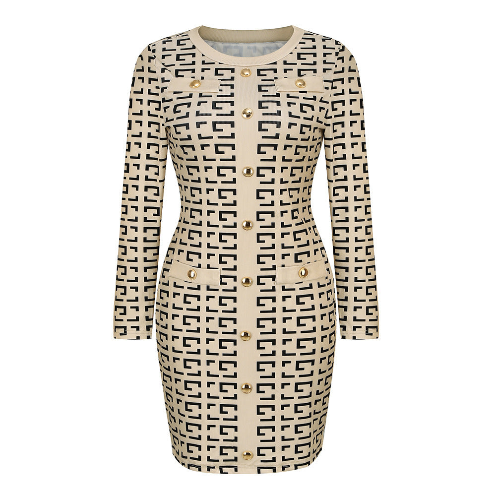 ZARA COLLECTION European And American Slim Temperament Knitted Button Dress