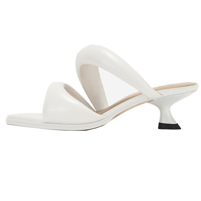 European And American Pointed Soft Leather Kitten Heel Single Sole