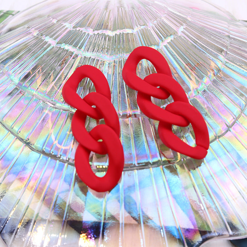 Fashion Three-piece Chain Stud Earrings Simple Personality Acrylic