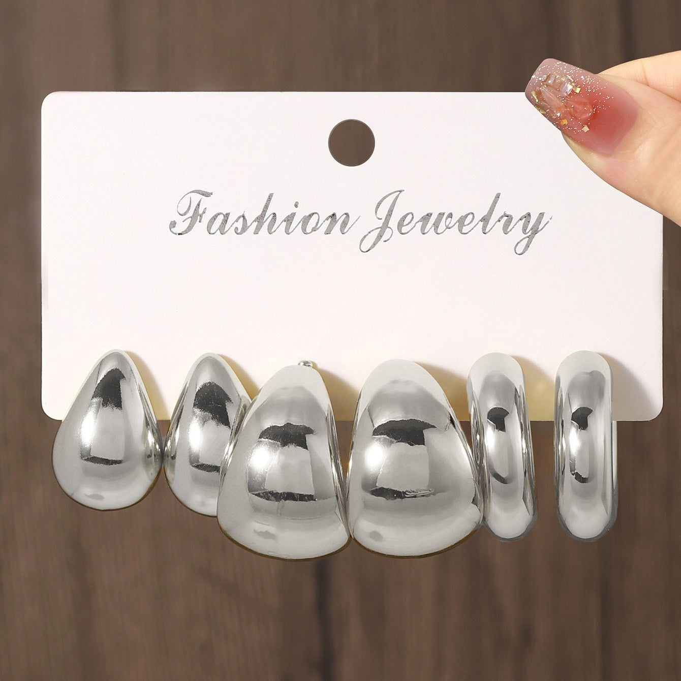 Golden Personality CCB Earrings Creative Double Circle Earring Set 3 Pairs