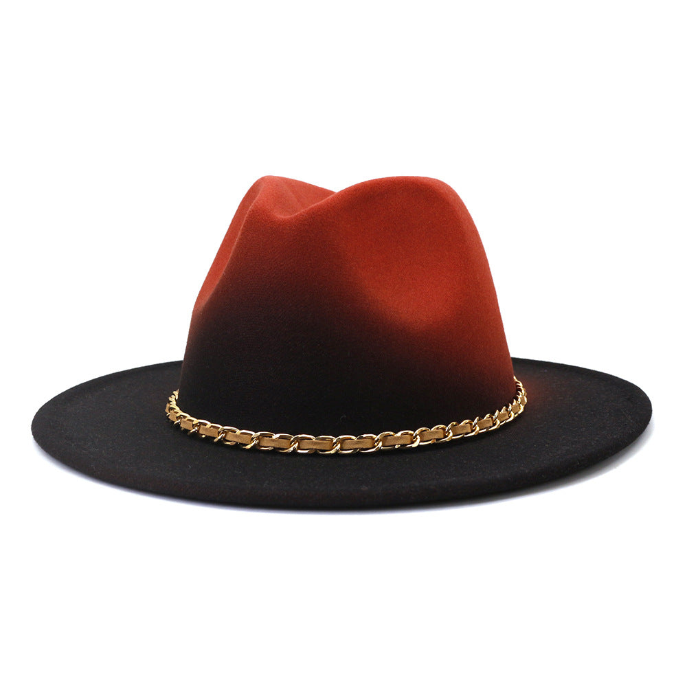 Wide-brimmed wool hat Autumn and winter British style Men and women