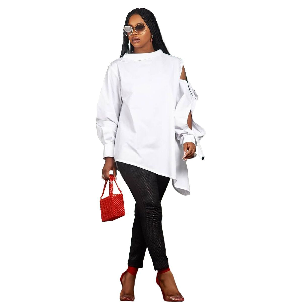 Women's irregular button-down shirt