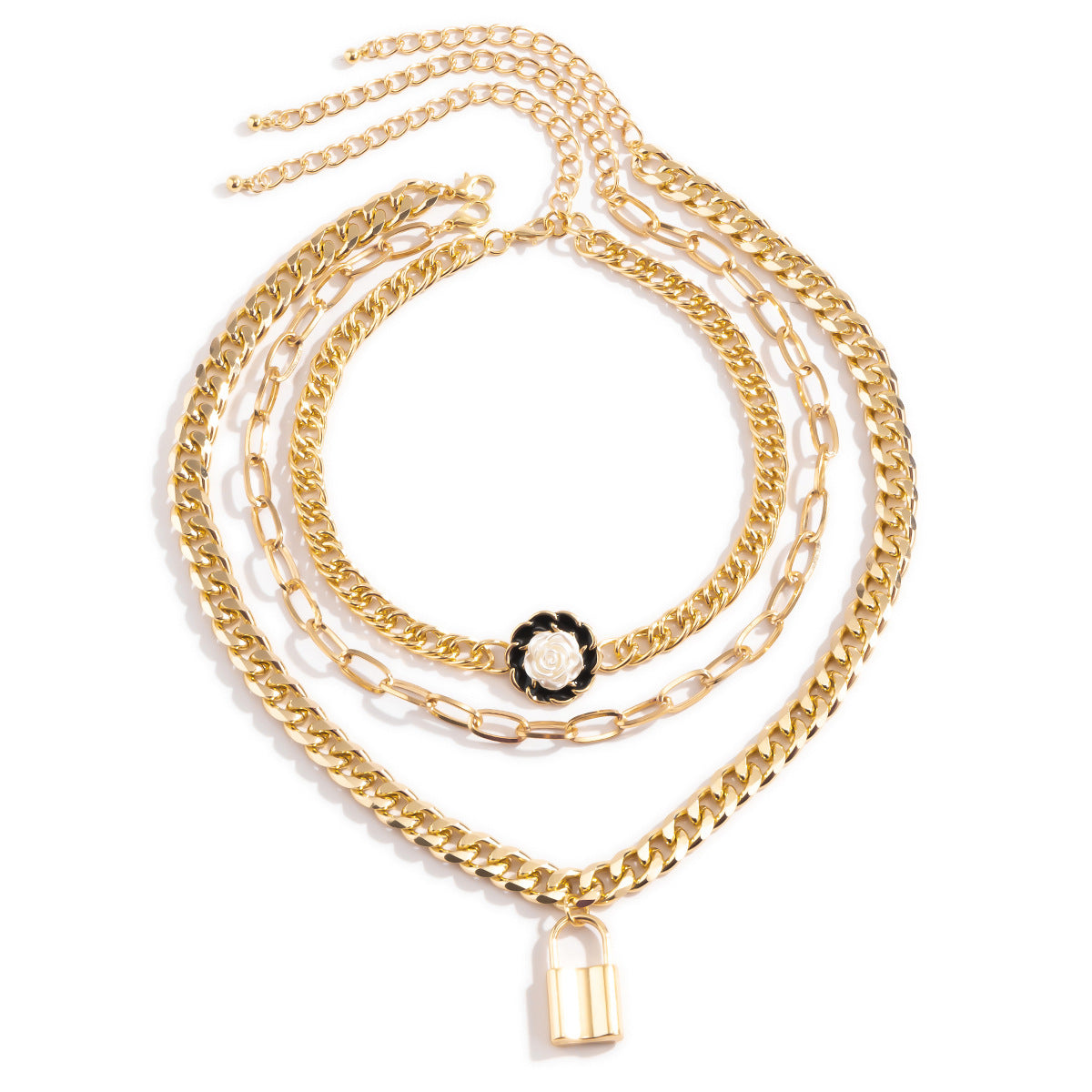 Trend Fashion Cross Hollow Lock Neck Chain