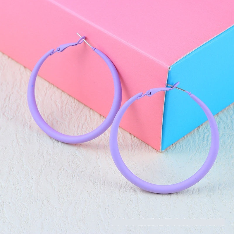 Alloy Color Paint Simple Geometric Eardrop Earring Candy Color