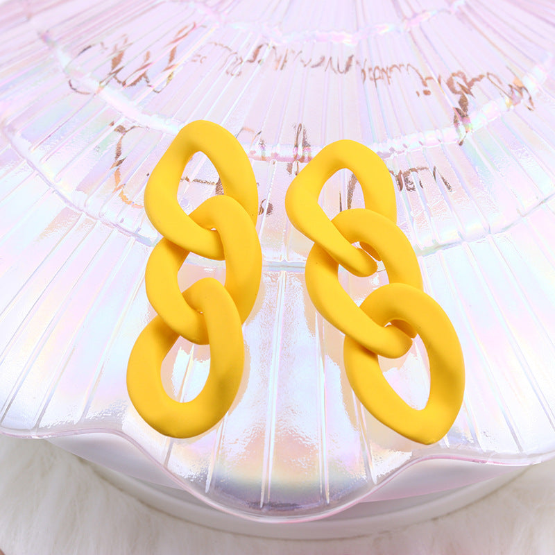 Fashion Three-piece Chain Stud Earrings Simple Personality Acrylic