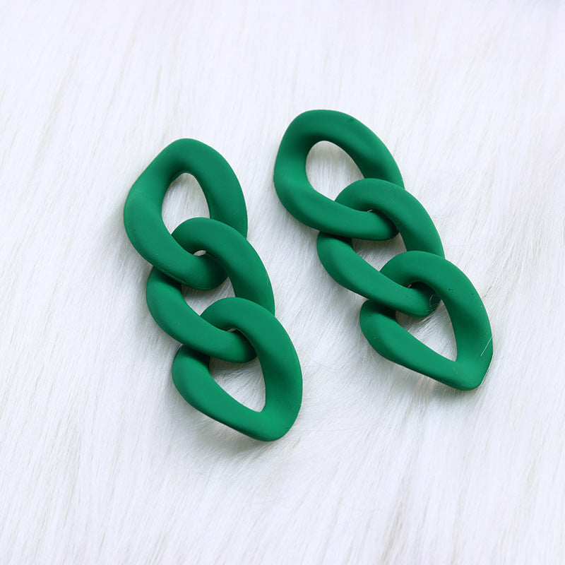 Fashion Three-piece Chain Stud Earrings Simple Personality Acrylic
