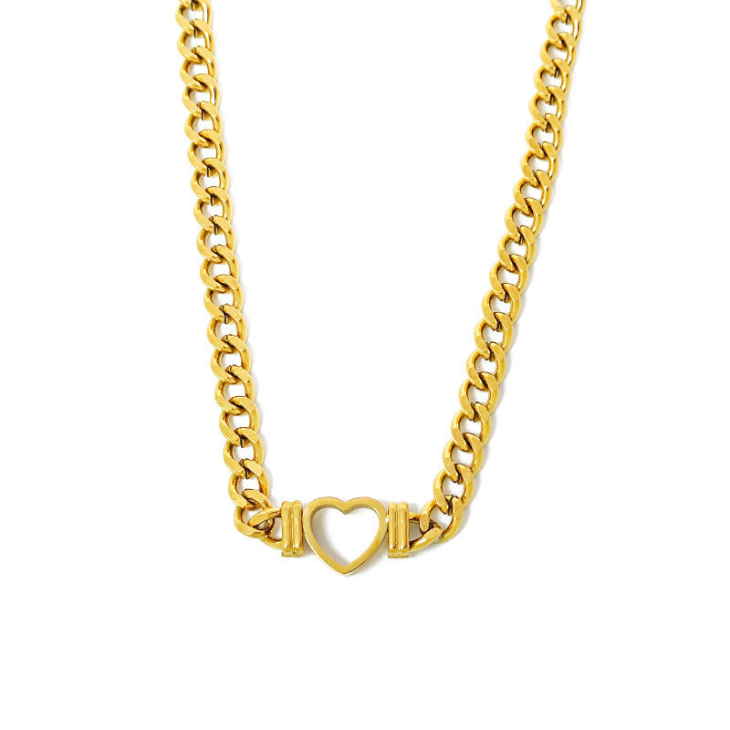 Stainless Steel Heart-shaped Necklace Bracelet Gift Set