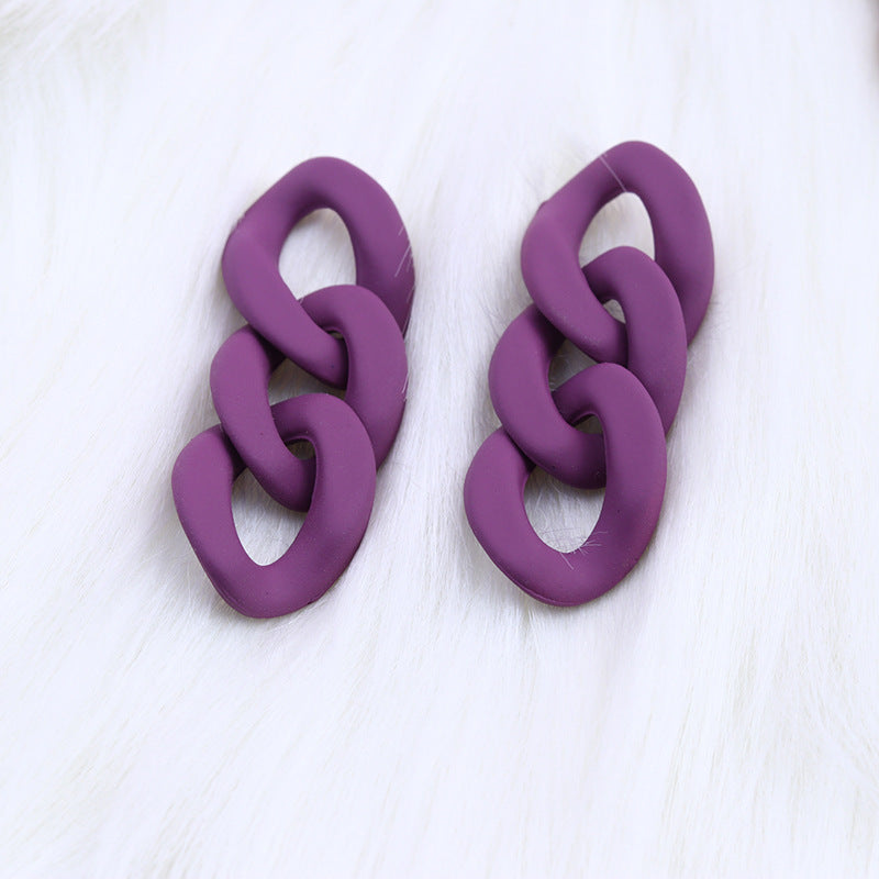 Fashion Three-piece Chain Stud Earrings Simple Personality Acrylic