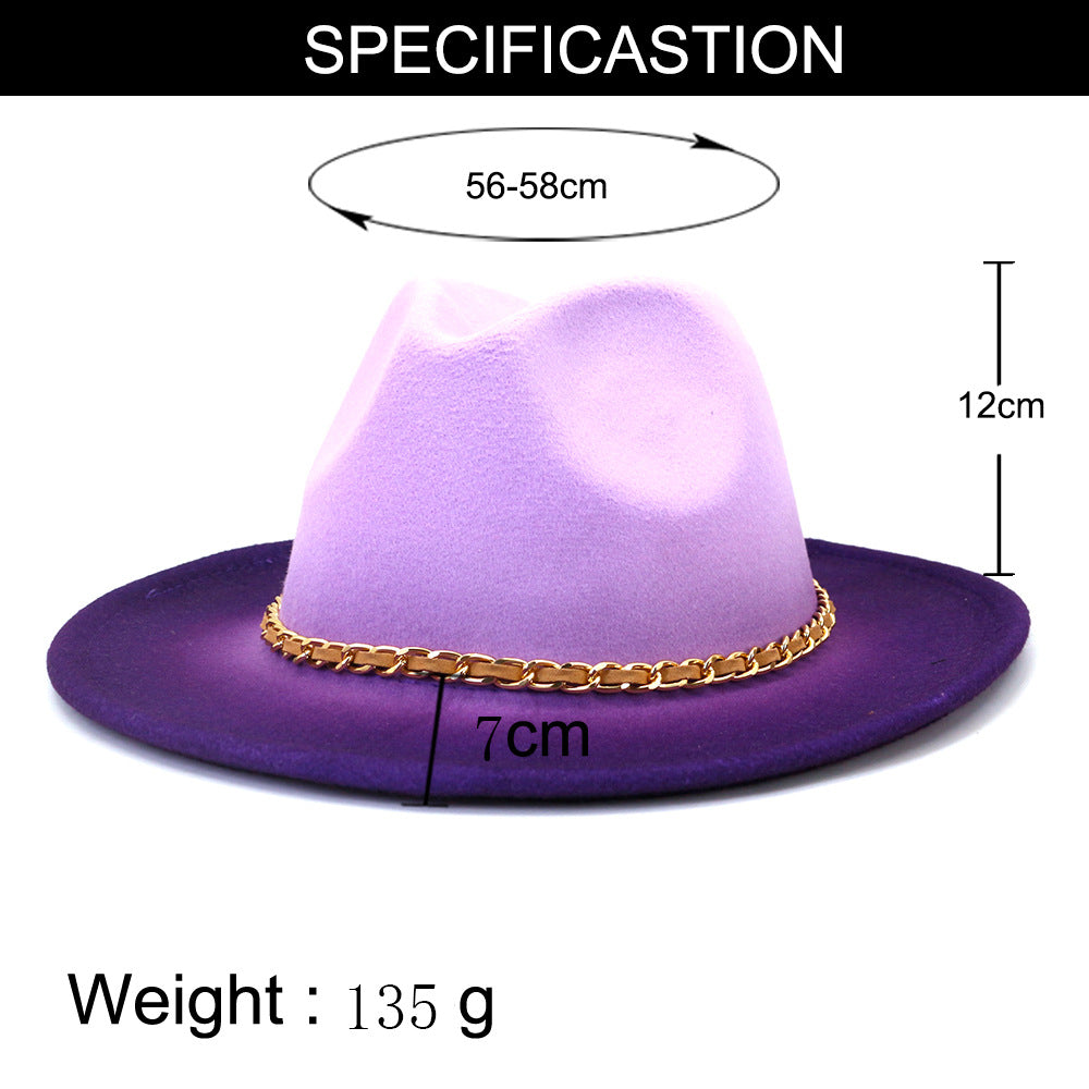 Wide-brimmed wool hat Autumn and winter British style Men and women