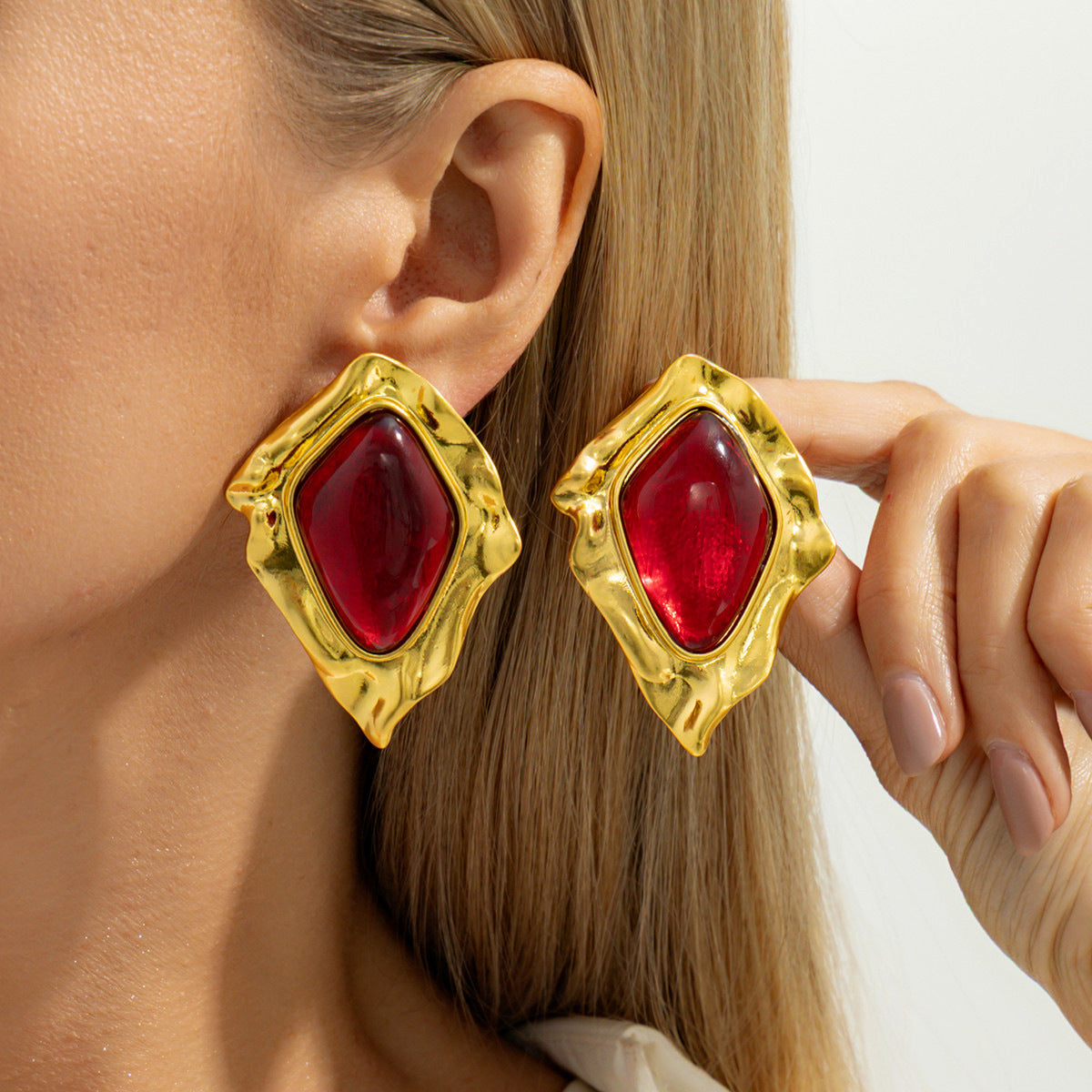 Retro Gemstone Pendant Earrings For Women
