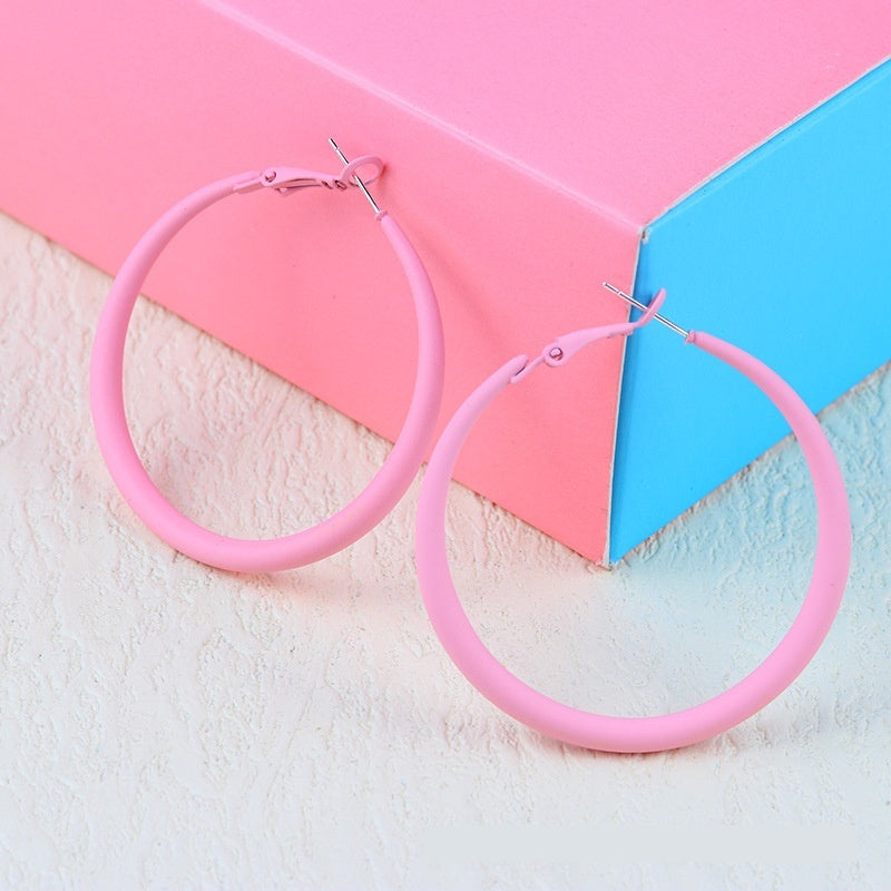 Alloy Color Paint Simple Geometric Eardrop Earring Candy Color