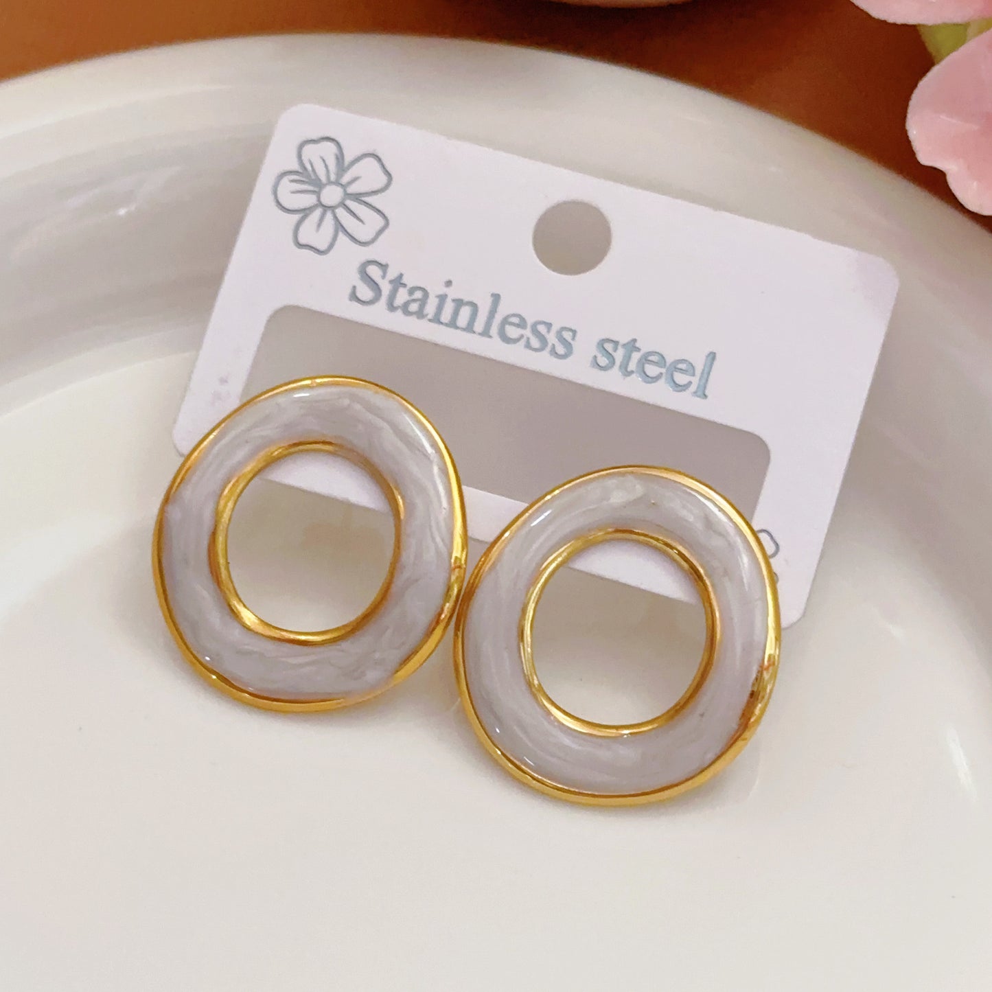 Fashionable Stainless Steel Oil-Drop Earrings For Women