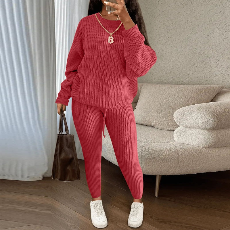 Women's Fashionable Knitted Wool Trousers Suit