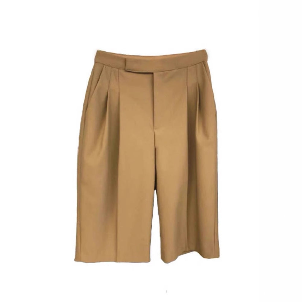 Women's Loose Figure-flattering High-waisted  Draping Wide-leg Shorts