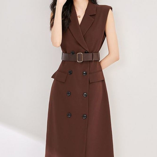 Simple And Versatile Slim-fit Sleeveless Blazer Dress