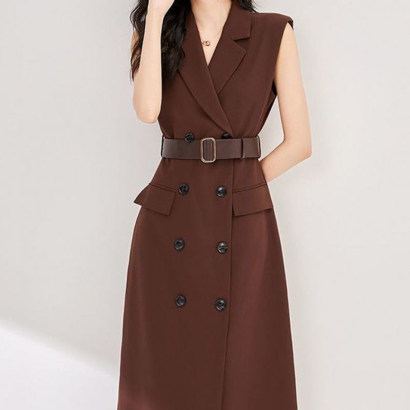 Simple And Versatile Slim-fit Sleeveless Blazer Dress