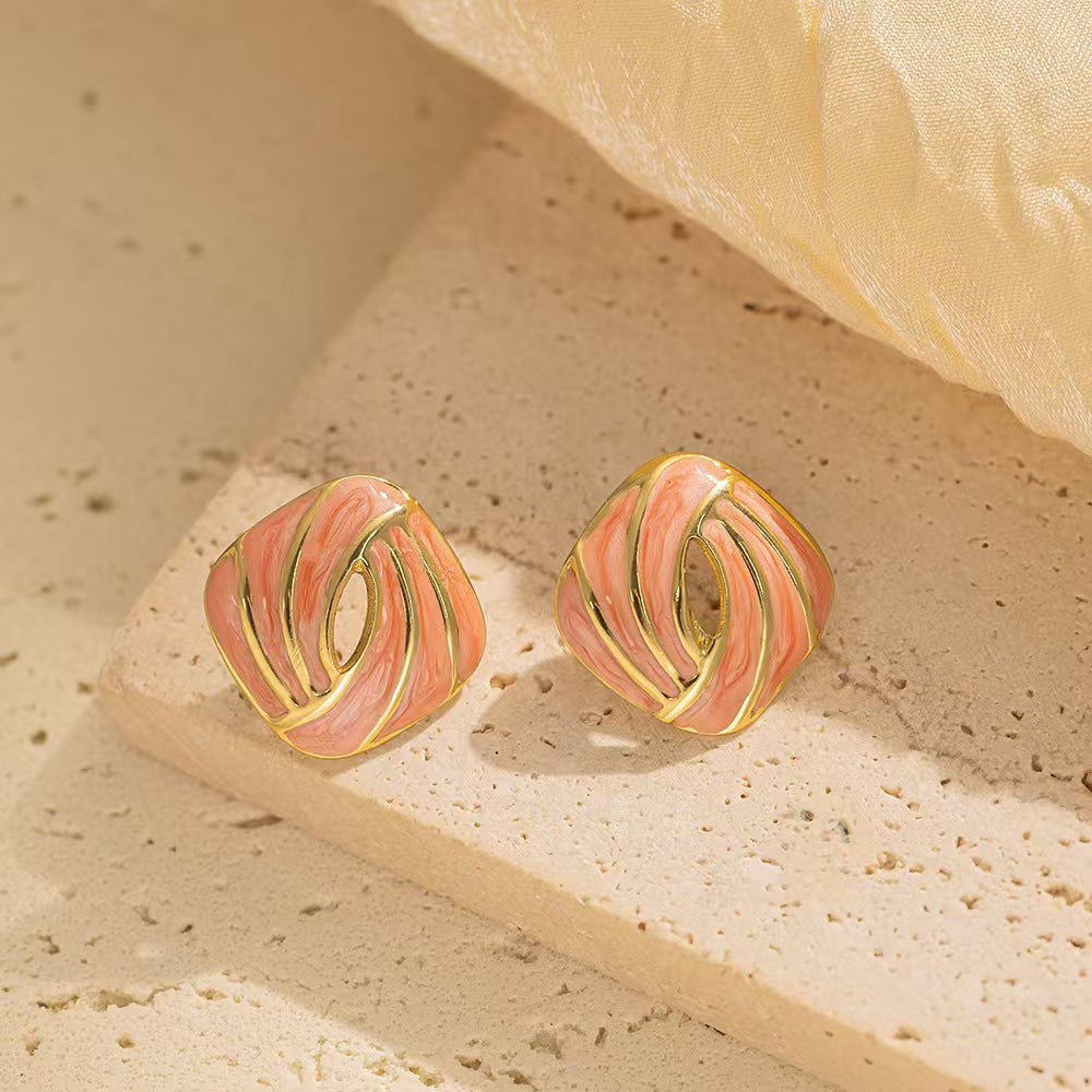 Creative Colorful Dripping-Oil Titanium Steel Earrings