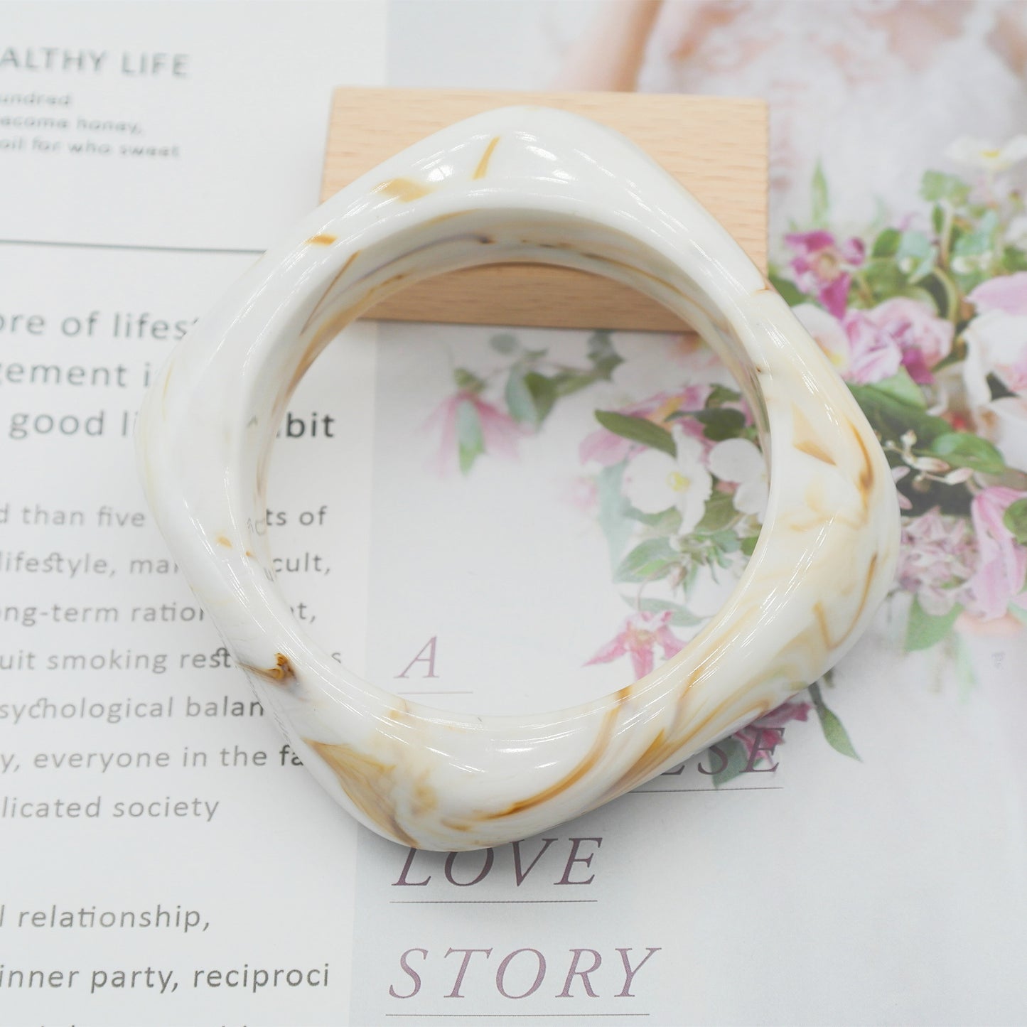 Marbling Acrylic Bracelet Shaped Irregular Square