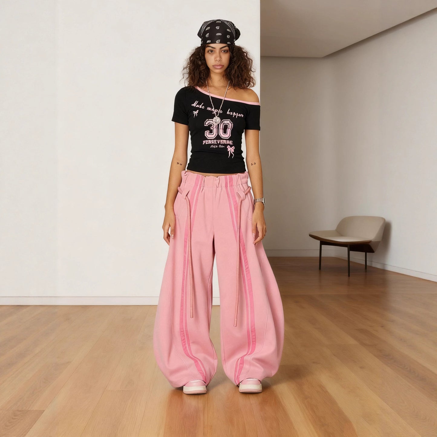 Casual Women's Street Style Tie-waist Loose Pants