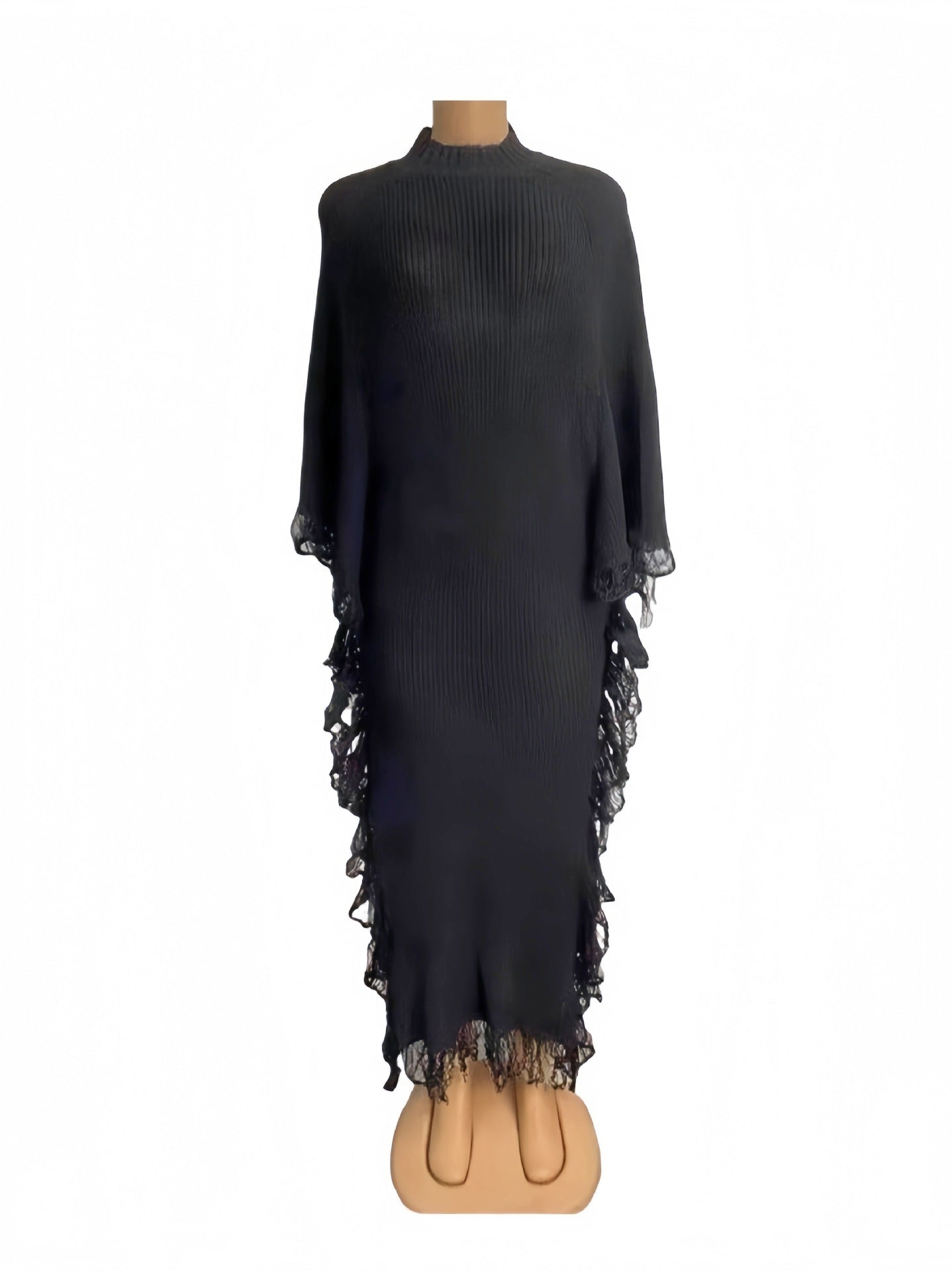 European And American High-neck Bat-sleeve Slit Pencil Skirt