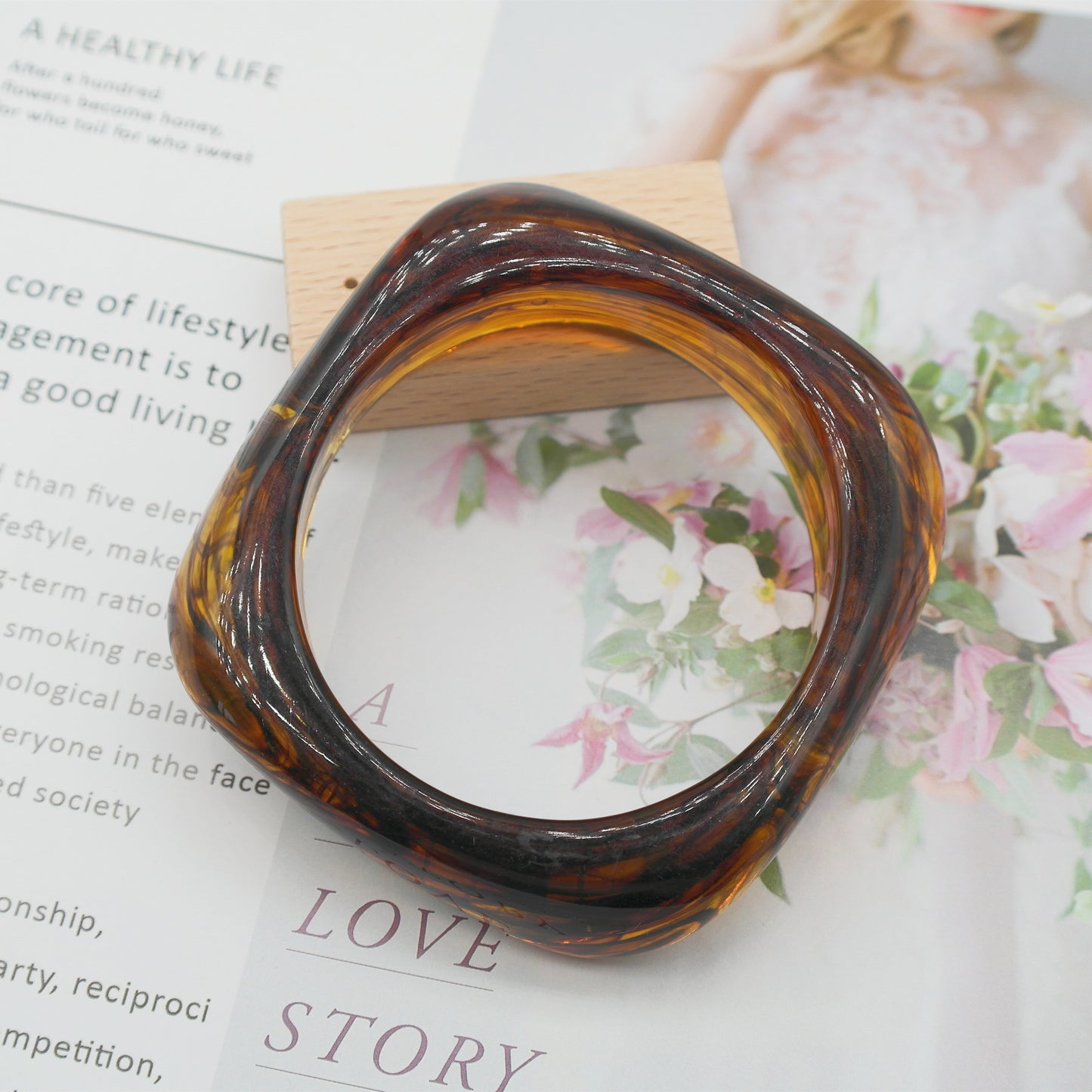 Marbling Acrylic Bracelet Shaped Irregular Square