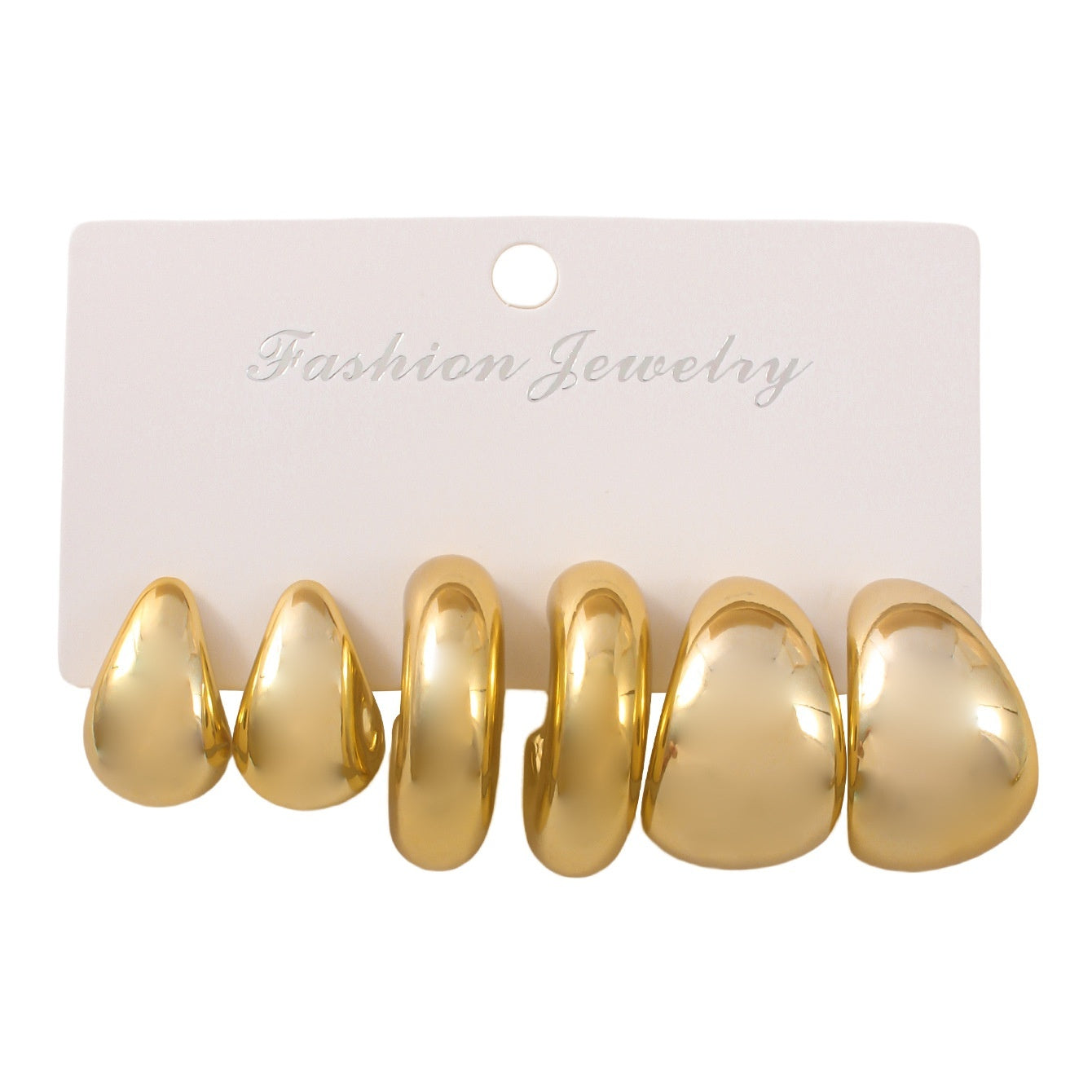 Golden Personality CCB Earrings Creative Double Circle Earring Set 3 Pairs