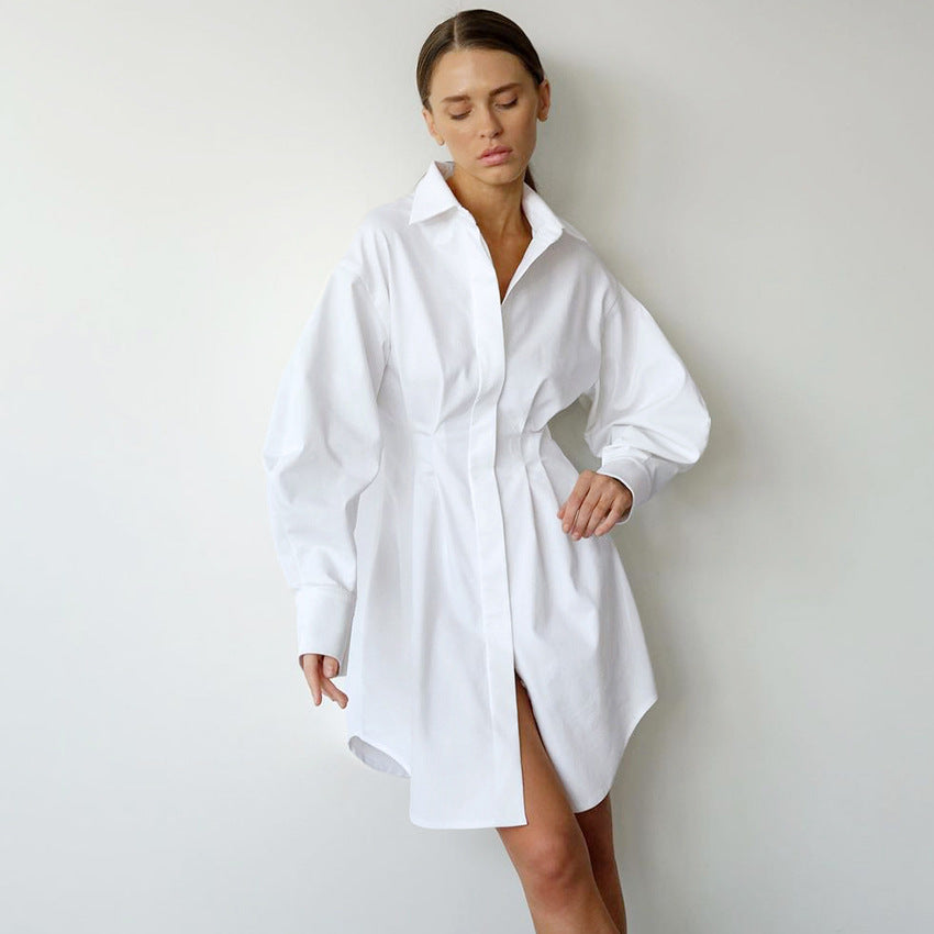 Long Sleeved Slim Dress With Waisted Temperament