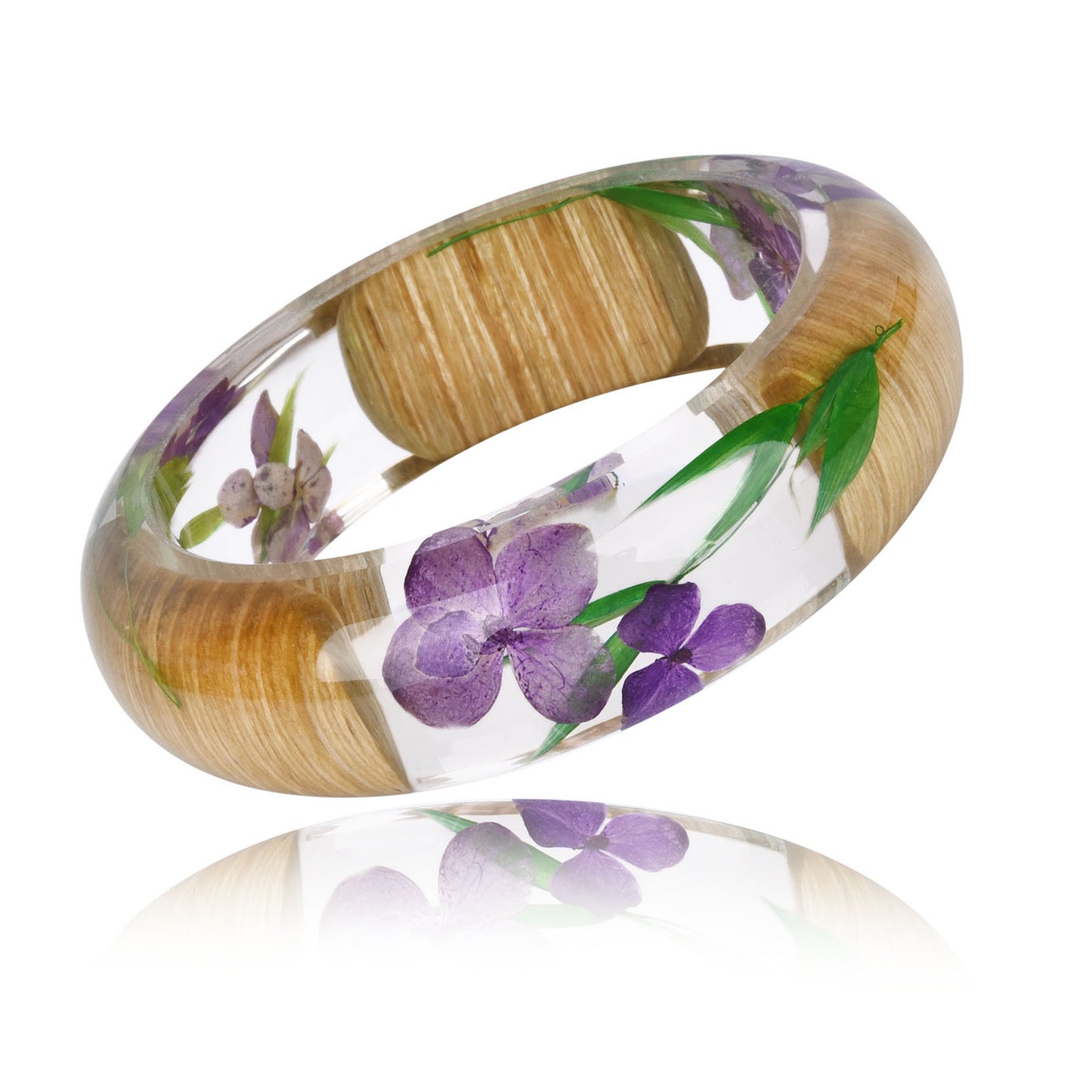 ForeignTrade Personality Epoxy Resin Crystal AB Glue Bamboo Leaf Hydrangea DriedFlower Bracelet Magic Forest