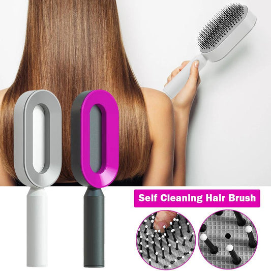Self-Cleaning Hair Brush  Self Cleaning Hair Brush For Women Massage Scalp Promote Blood Circulation Anti Hair Loss