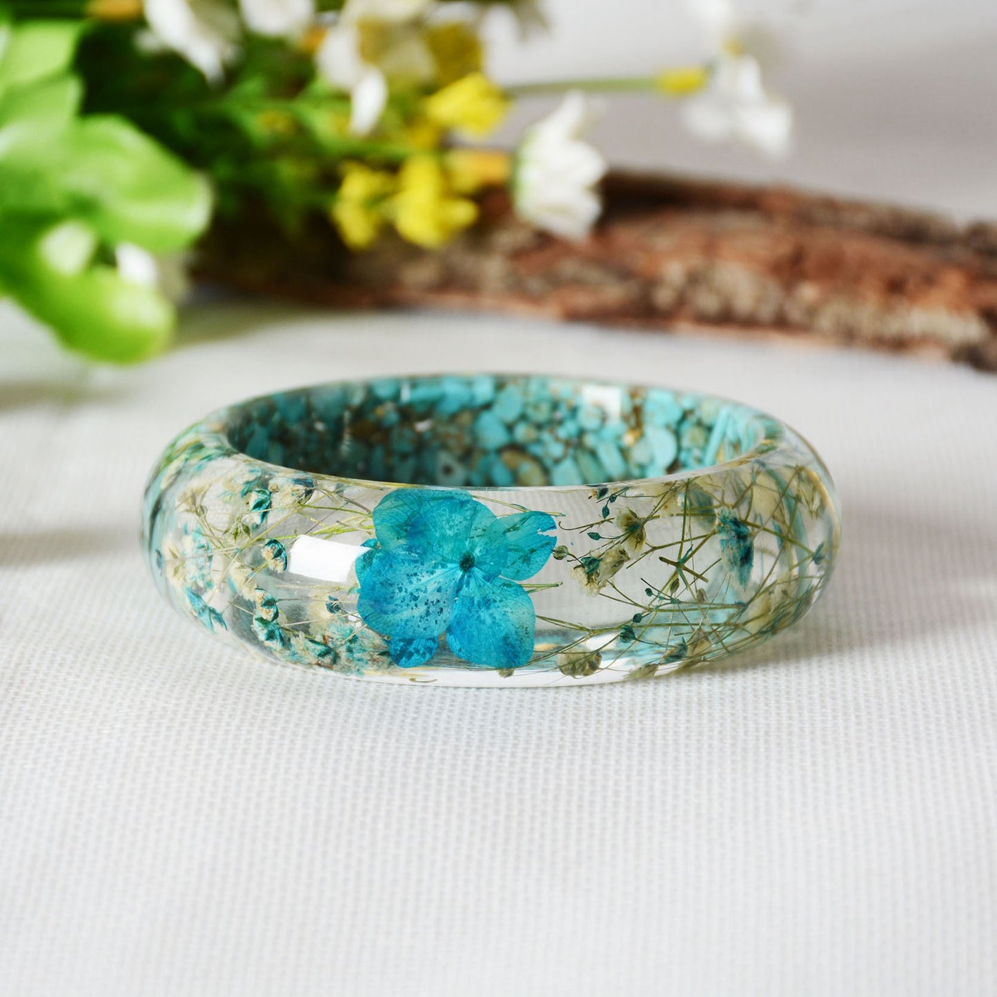Epoxy Crystal AB Glue Dried Flower Bracelet