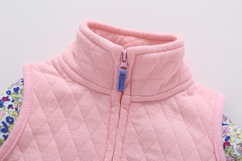 Autumn and Winter Warmth Padded Stand Collar  Vest Suit