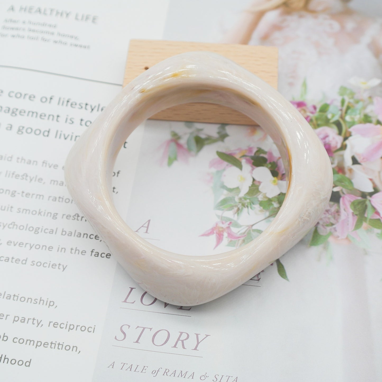 Marbling Acrylic Bracelet Shaped Irregular Square