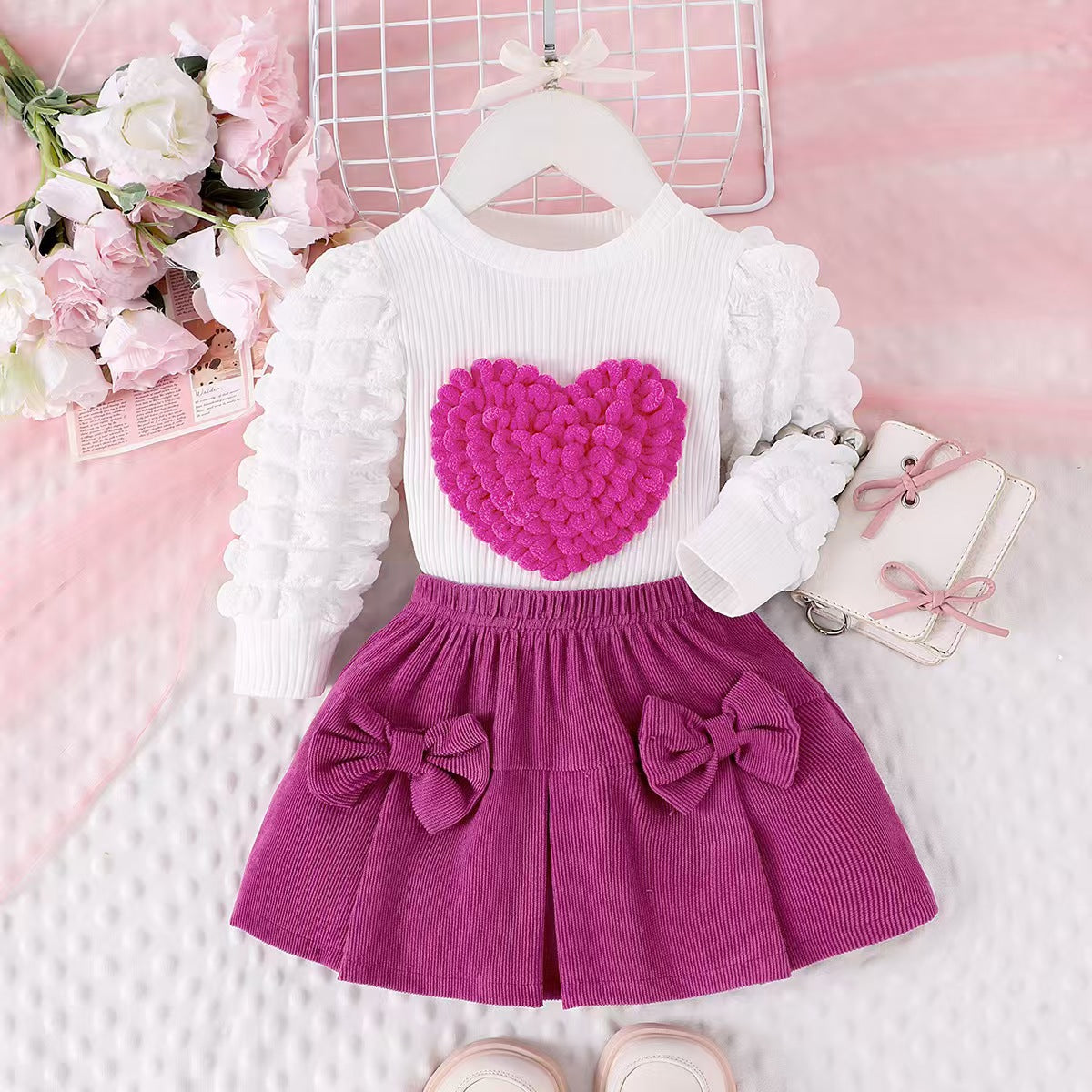 Jacket Rose Red Bow Skirt Cover