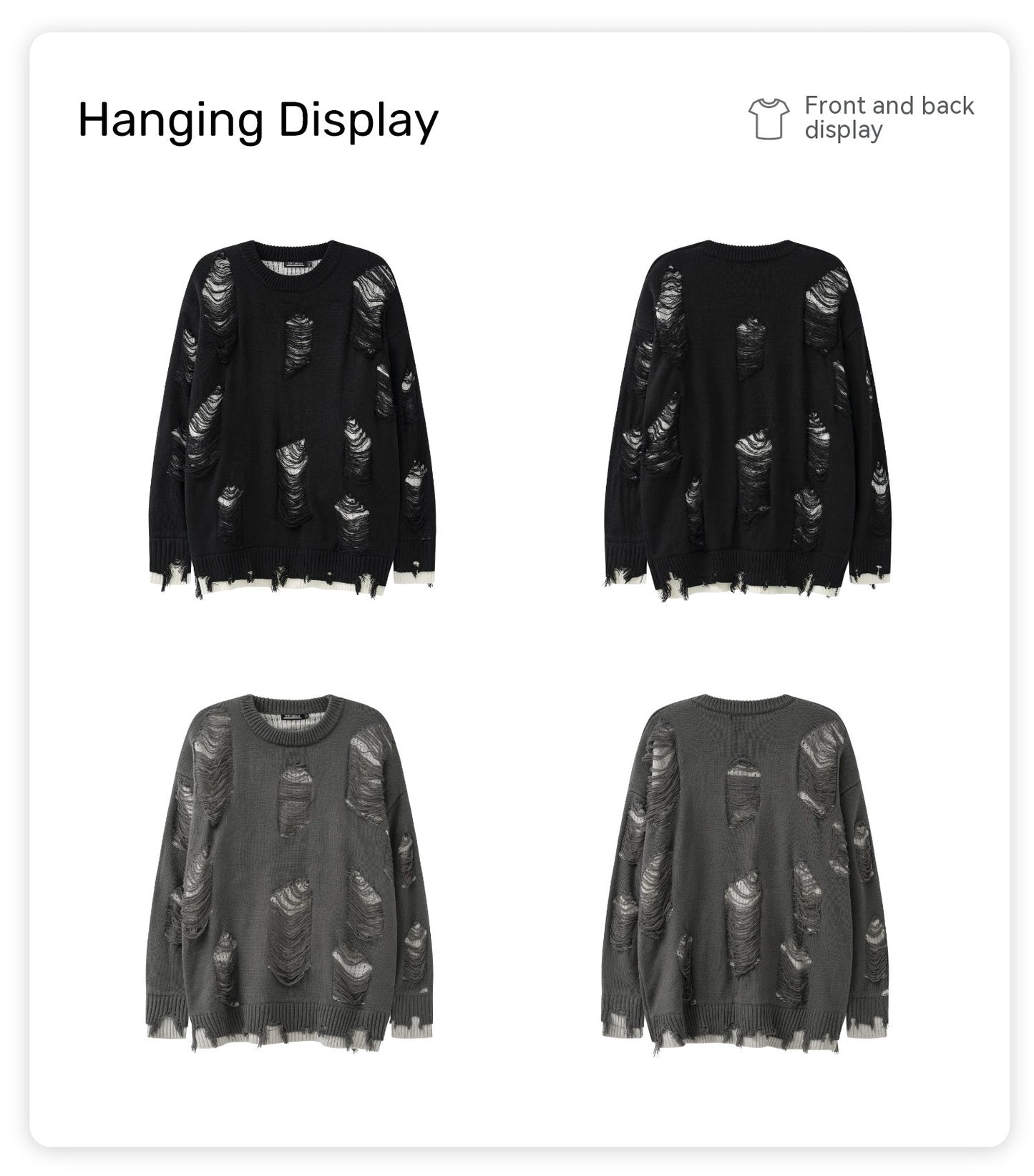 Men and Women Fake Two-piece Hole Oversize Design Sense Idle Style Couple Sweater
