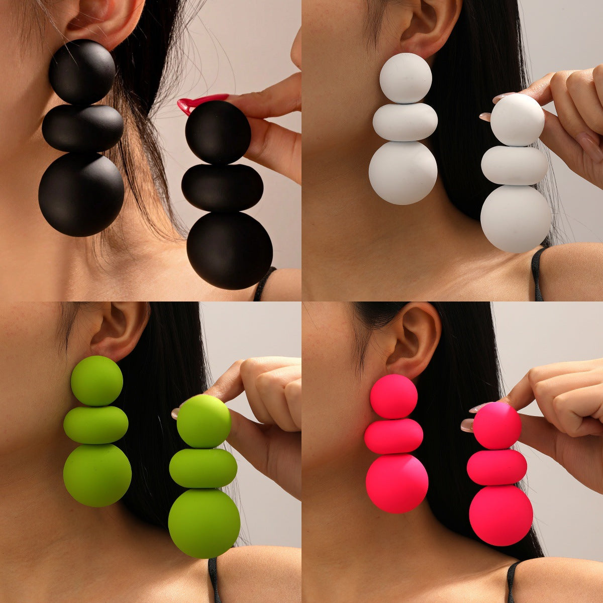 Colored Spray-painted Round Bun Earrings