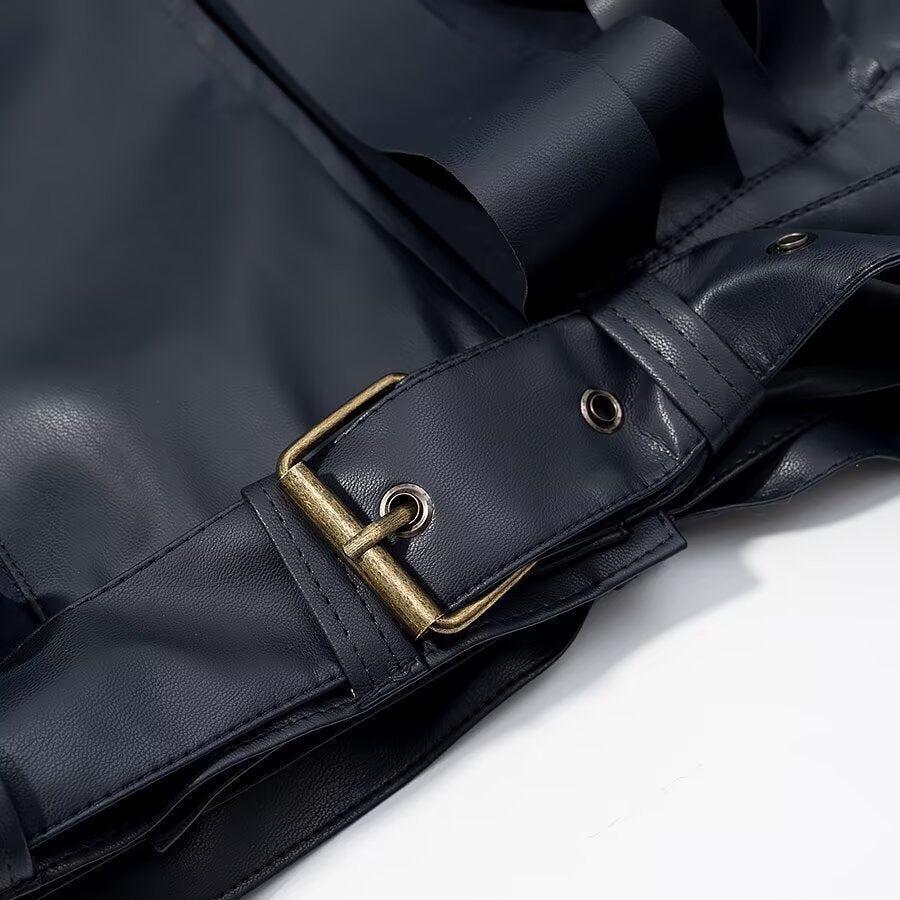 Stylish And Sophisticated Faux-leather Jacket With Tassels