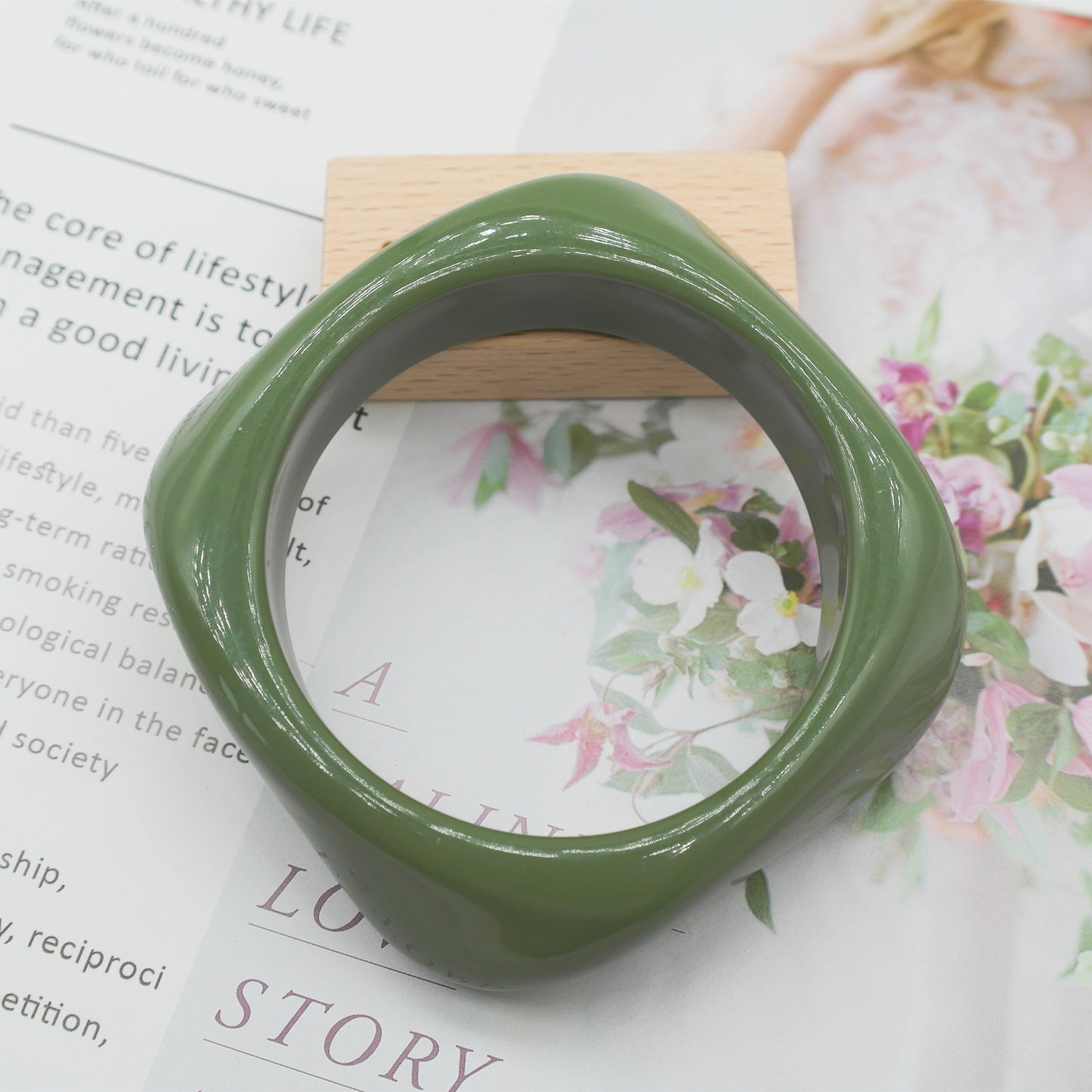 Marbling Acrylic Bracelet Shaped Irregular Square