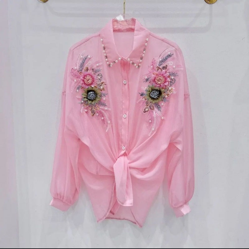 Heavy-duty 3D Floral Loose-fitting Top For Women
