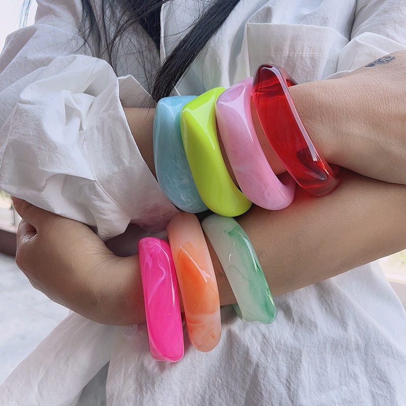 Colorful Multi-color Square Acrylic Bracelet