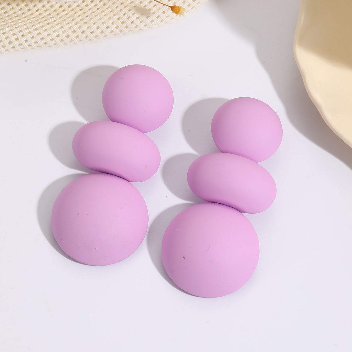 Colored Spray-painted Round Bun Earrings