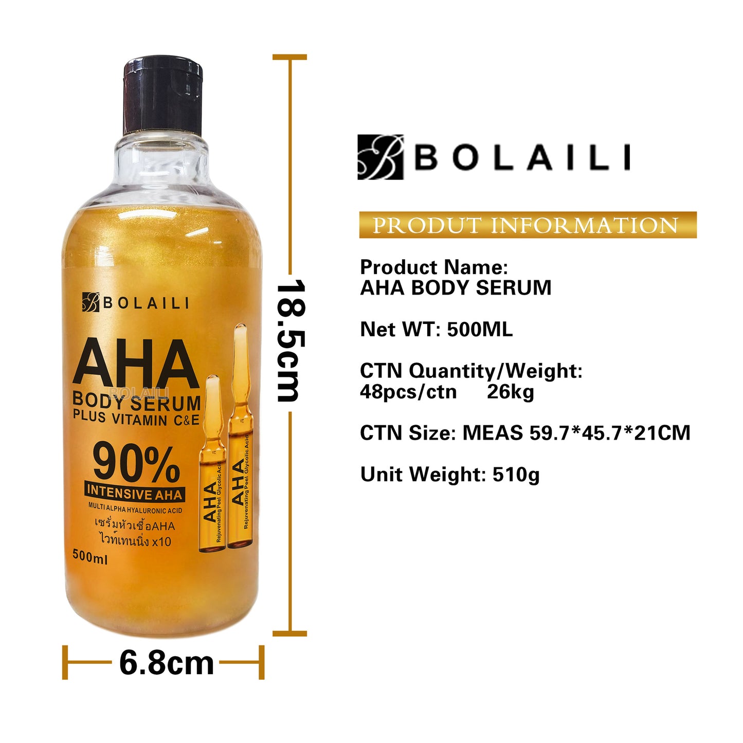 ALPHA Hydroxy Acids Face Serum Vitamin C and E Hydrating Firming Brightening And Fine Line Reducing Facial Moisturizing Serum Concentrate 500ml