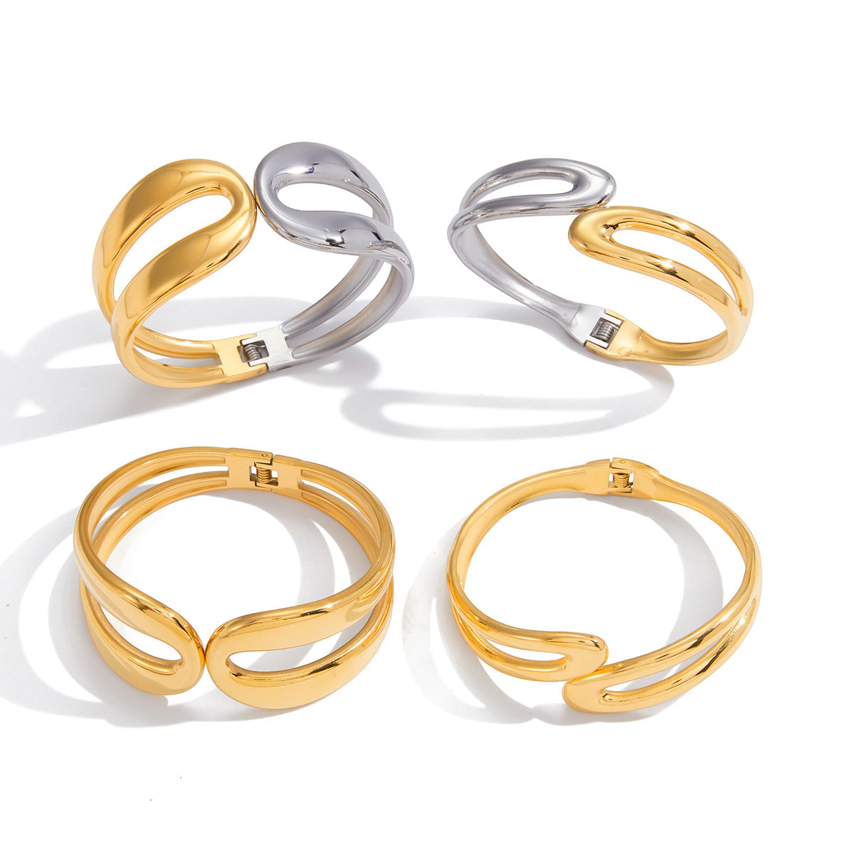 Stainless Steel Double-layer Spring Open Bracelet