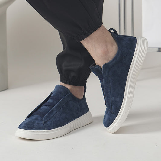 Men's Elastic No-Tie White Casual Sneakers
