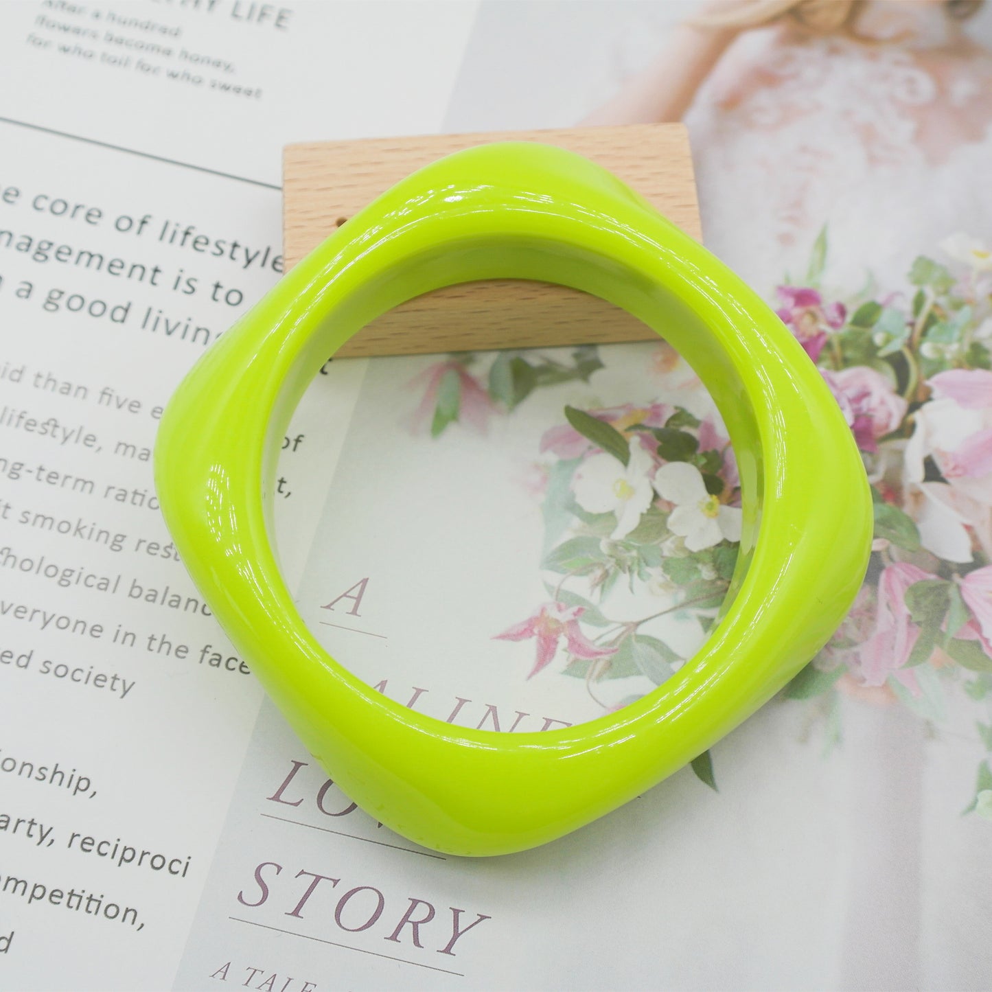 Marbling Acrylic Bracelet Shaped Irregular Square