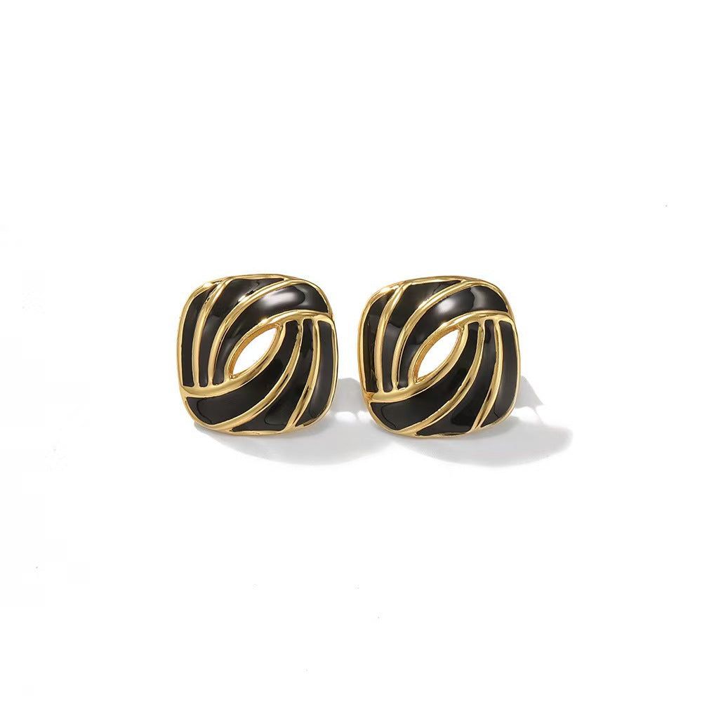 Creative Colorful Dripping-Oil Titanium Steel Earrings