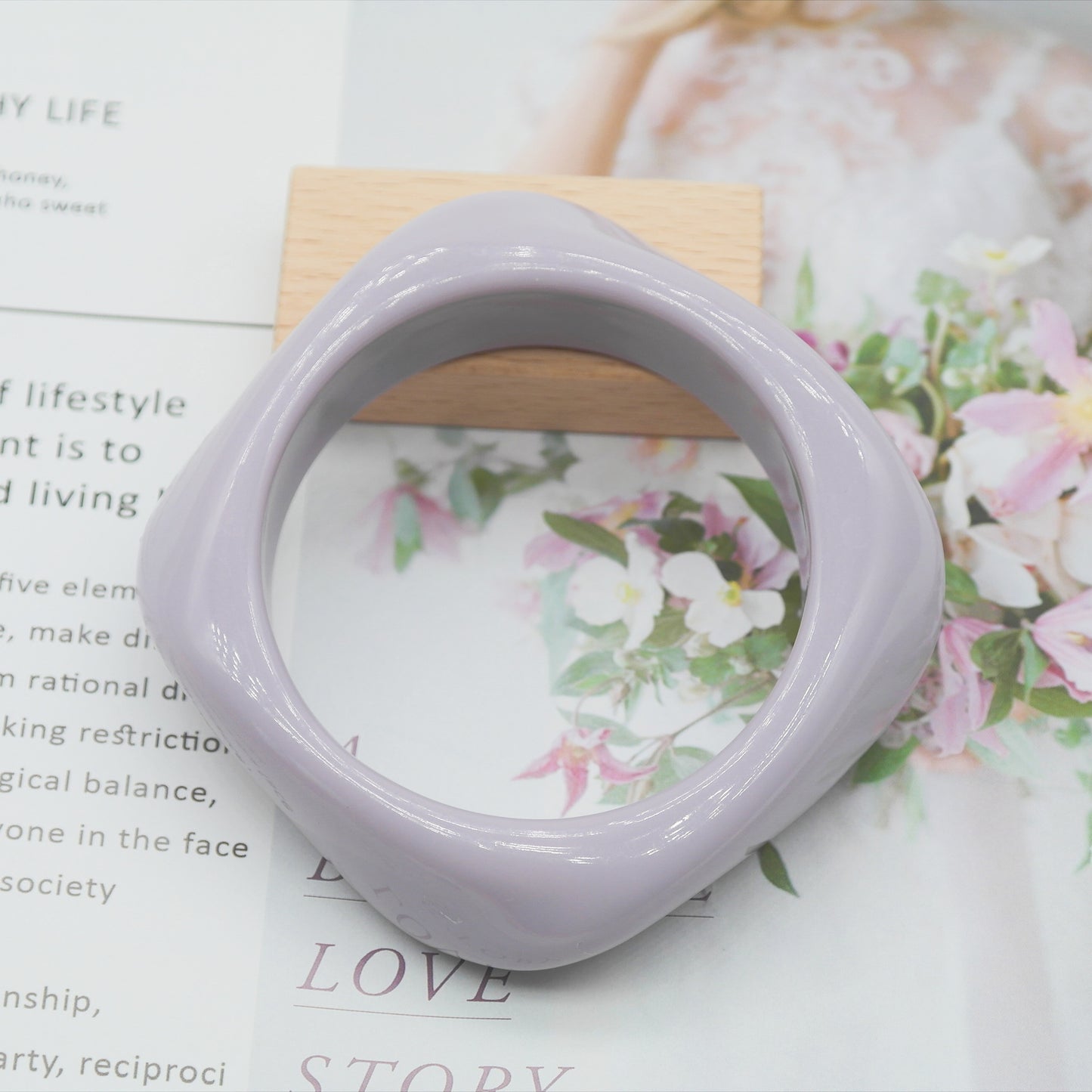 Marbling Acrylic Bracelet Shaped Irregular Square