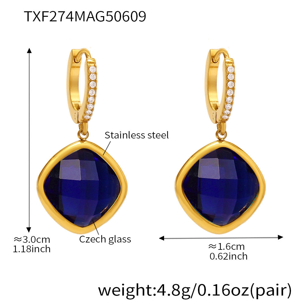 Mioli Transparent Super Shiny Cut Czech Glass Full Diamond Earrings