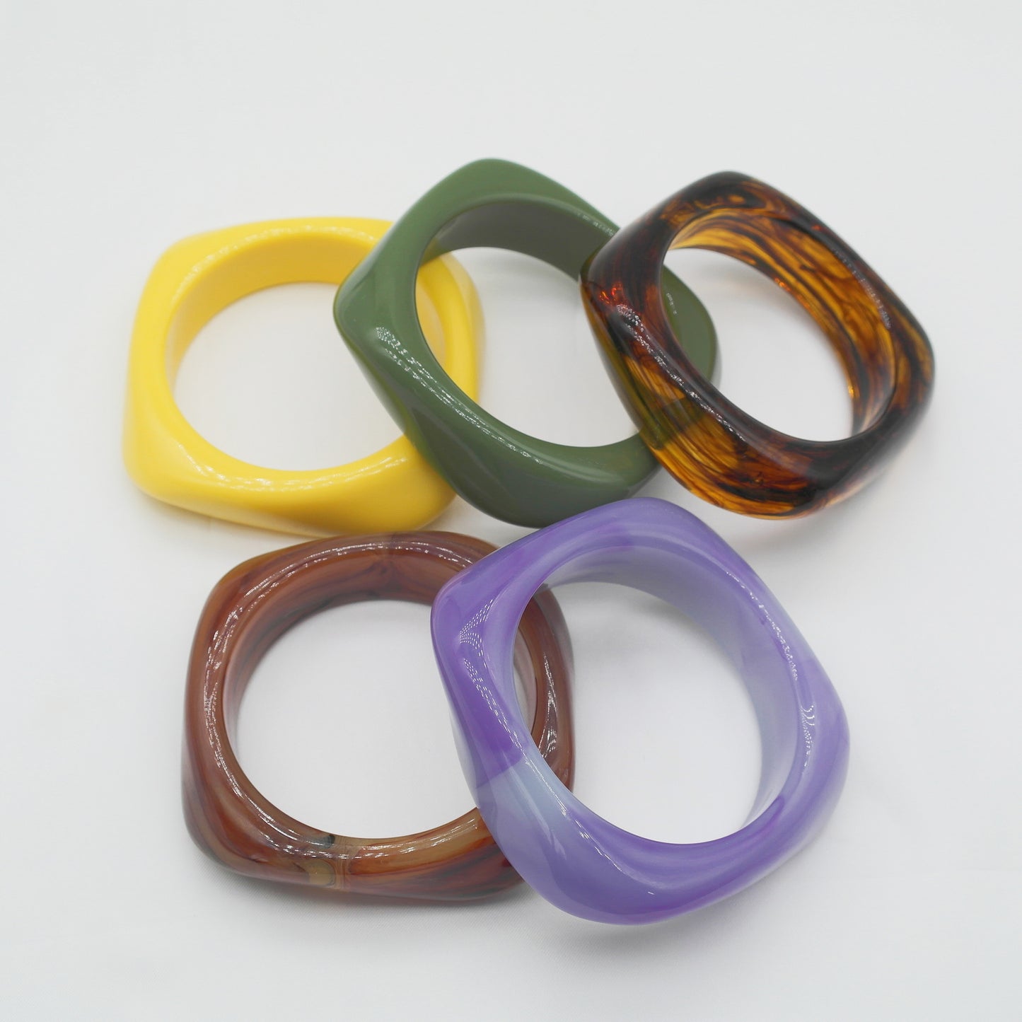 Marbling Acrylic Bracelet Shaped Irregular Square