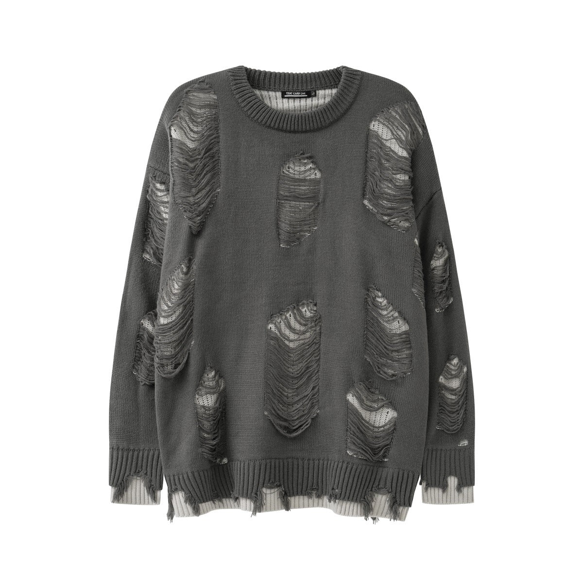 Men and Women Fake Two-piece Hole Oversize Design Sense Idle Style Couple Sweater