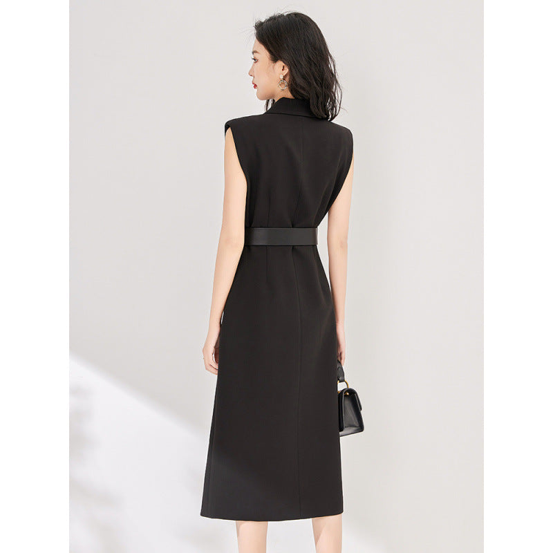 Simple And Versatile Slim-fit Sleeveless Blazer Dress